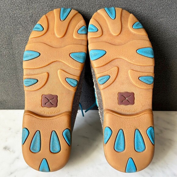 Twisted X Boat Shoe Driving Moc Dusk Teal Southwest Pattern - Women's Size 6.5 - Picture 6 of 7